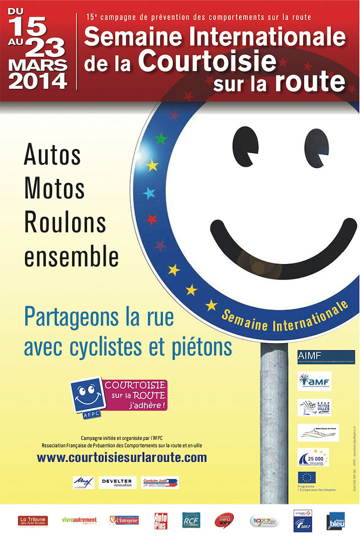 Affiche de la semaine internationale de la courtoisie au volant.