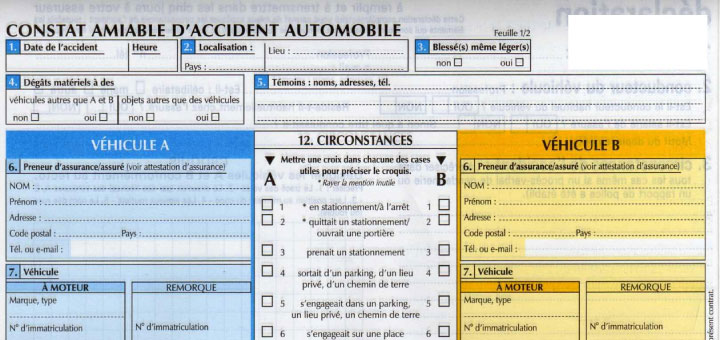 Le constat amiable d'accident automobile